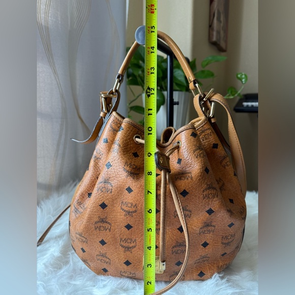 MCM Cognac 2way drawstring bucket bag - Picture 3 of 11
